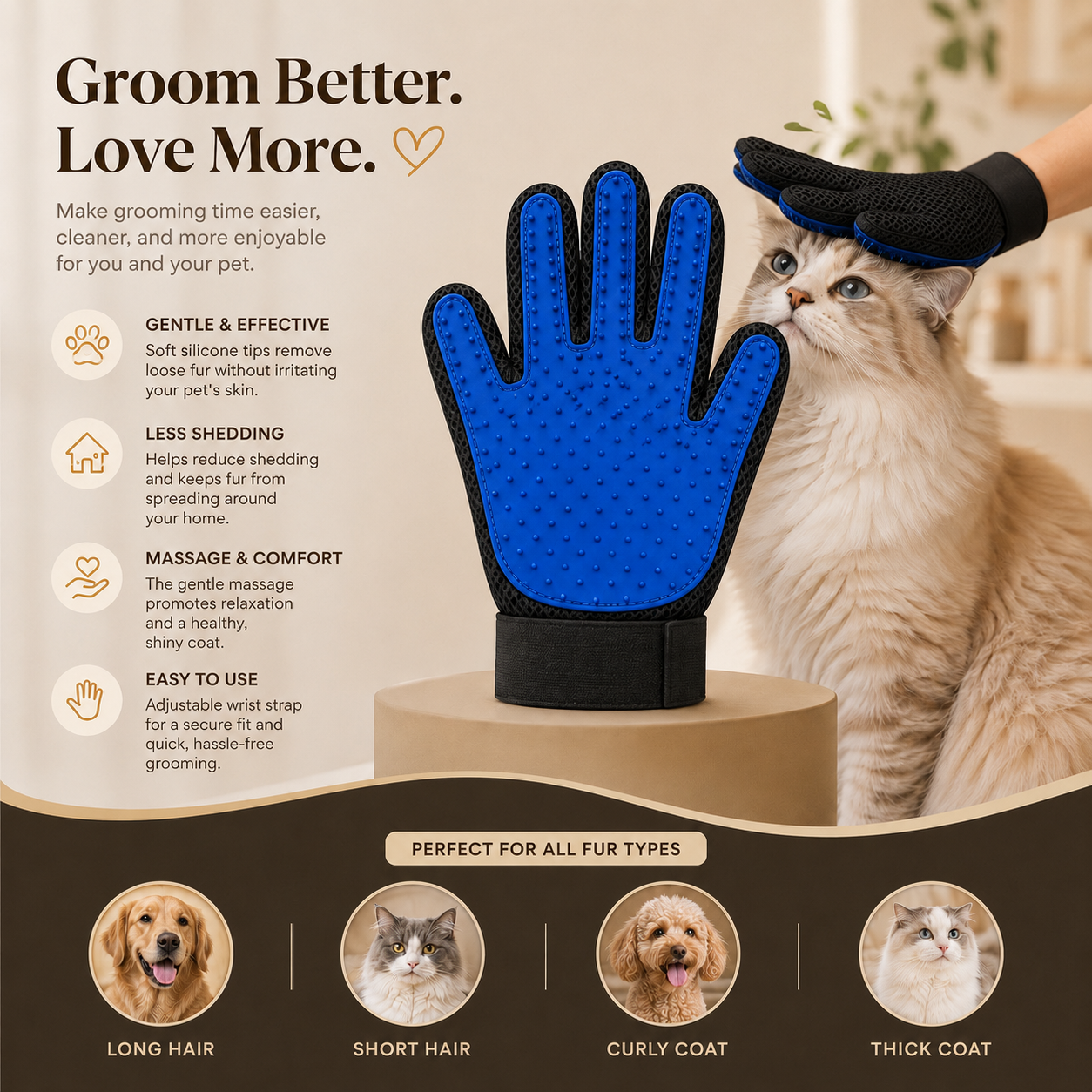 ValenTies™ FurGlove – Pet Grooming Glove